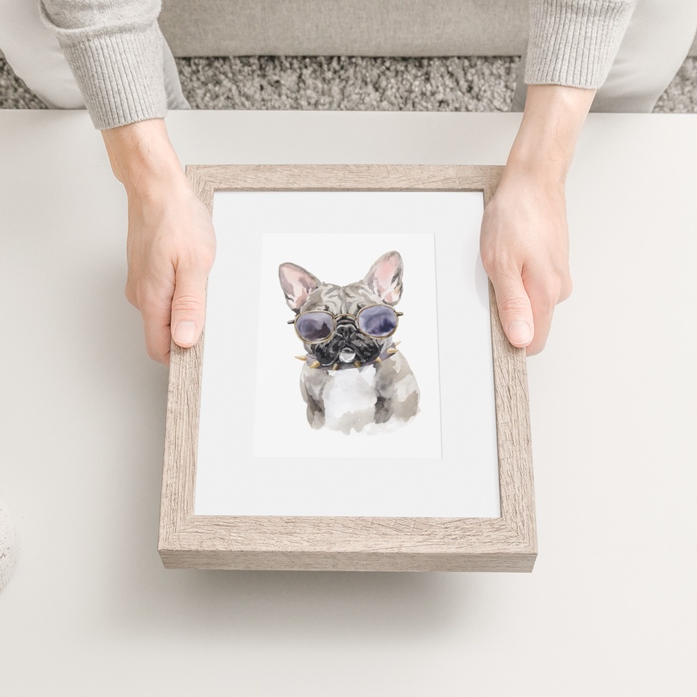 Watercolor French Bulldog Pet Dog Wall Art Illustration Print Poster Unframed - Picture 7 of 14